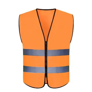 10 Pieces Reflective Working Vest with 2 Highly Reflective Strips Safety Vest for Outdoor Work, Jogging, Sports - Orange