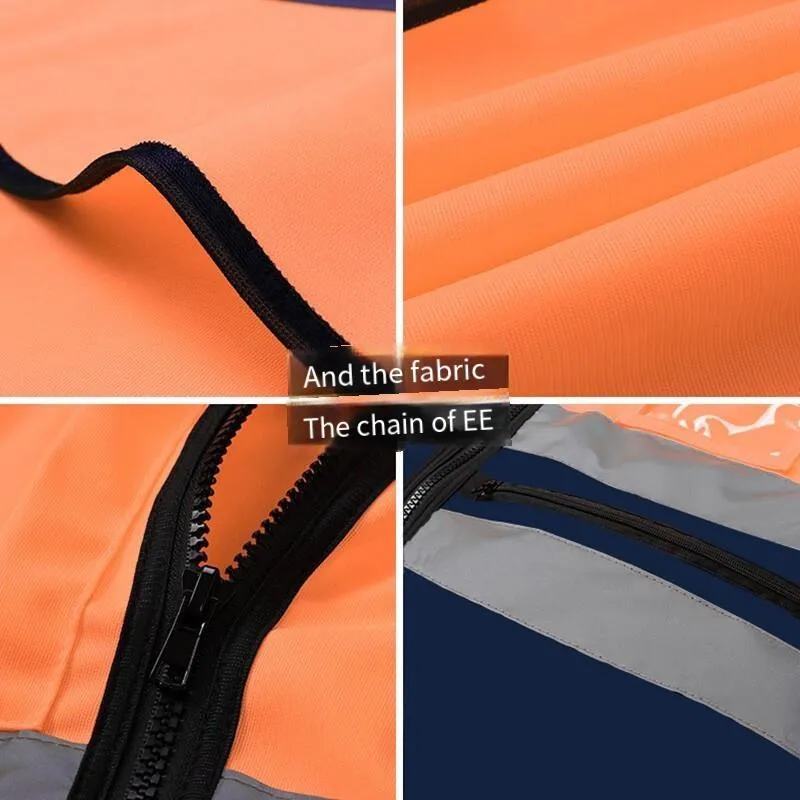 6 Pieces Highly Visibility Original Safety Vest with 4 Highly Reflective Strips Safety Zipper Breathable Fabric for Outdoor Work Jogging Sports - Orange   Blue