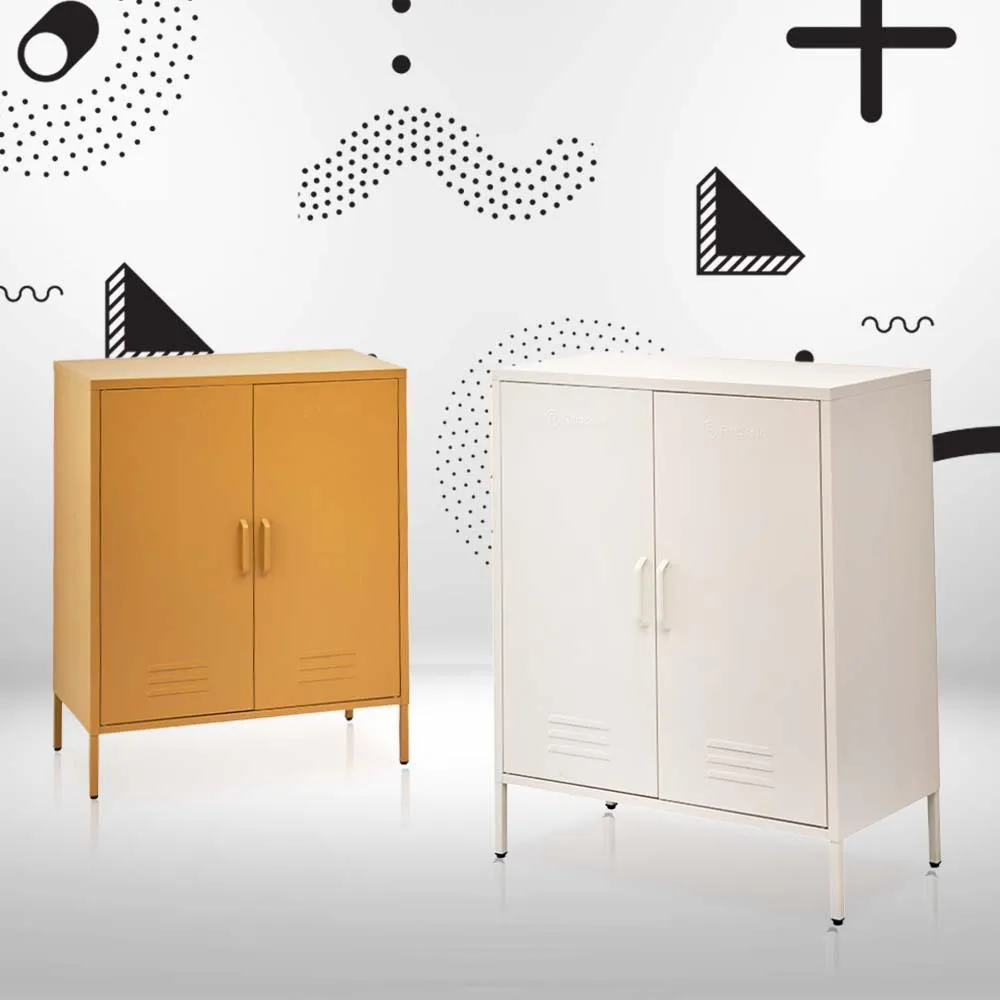 ArtissIn Sweetheart Metal Locker Storage Shelf Organizer Cabinet Buffet Sideboard Yellow