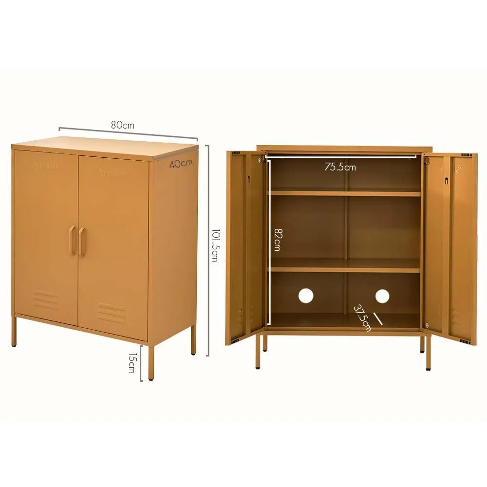 ArtissIn Sweetheart Metal Locker Storage Shelf Organizer Cabinet Buffet Sideboard Yellow