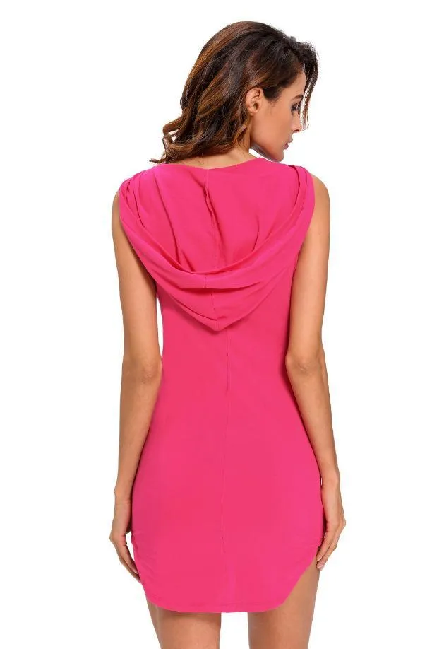 Clearance Deep V-neck Sleeveless Irregular Short Bodycon Hooded Dress