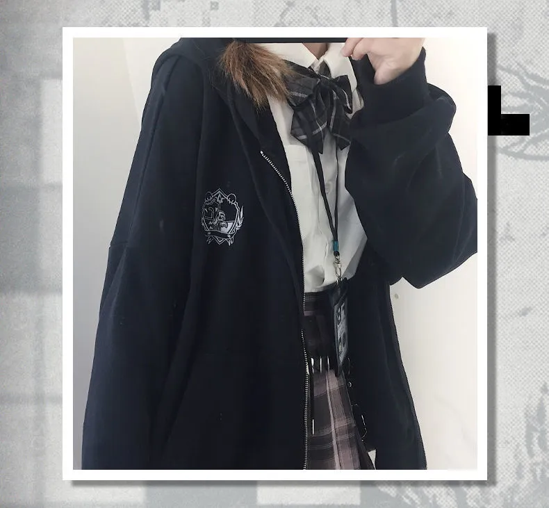 deanwangkt  Japanese Kawaii Zipper Hoodies Women Autumn Harajuku Oversized Preppy Style Jk Uniform Sweatshirt Soft Girl Cute Fashion