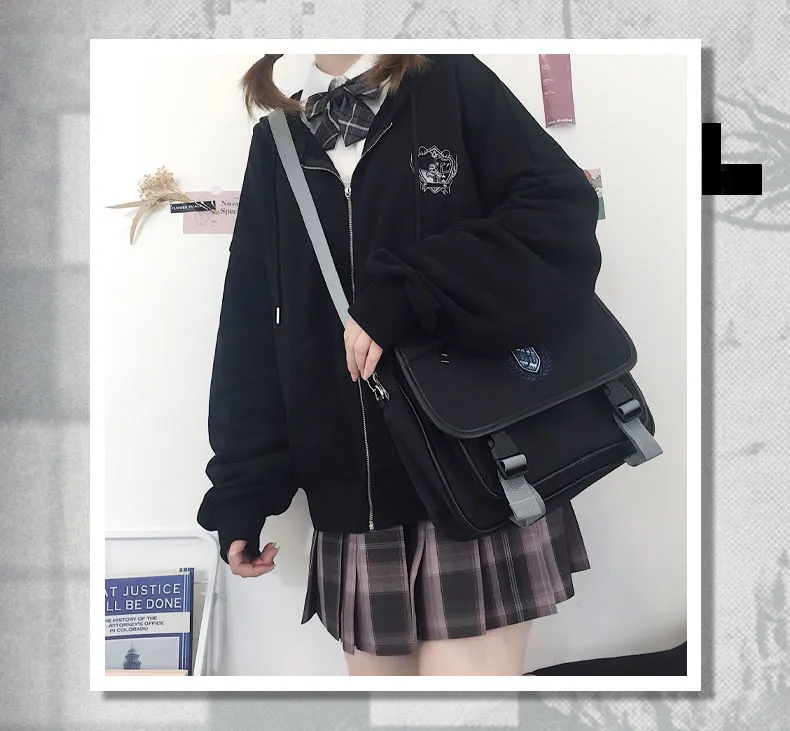deanwangkt  Japanese Kawaii Zipper Hoodies Women Autumn Harajuku Oversized Preppy Style Jk Uniform Sweatshirt Soft Girl Cute Fashion