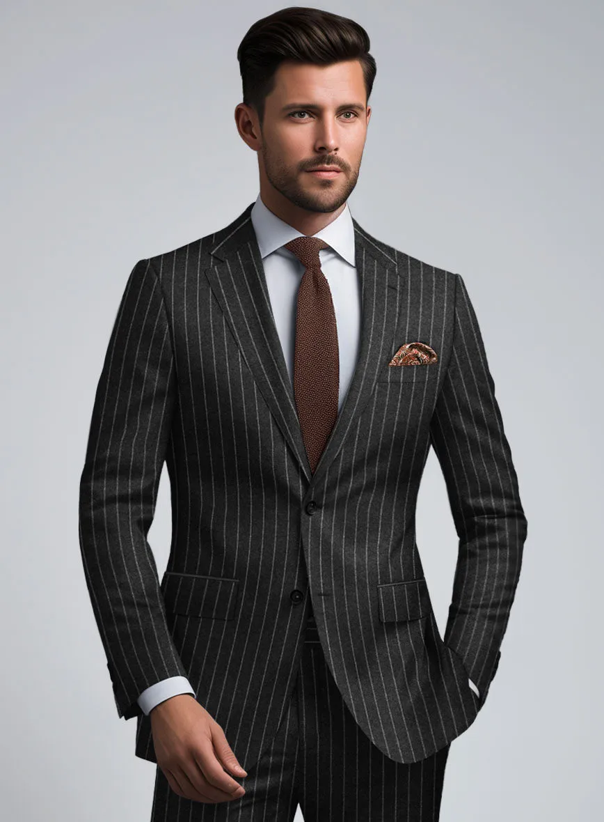 Hardy Minnis Charcoal Rope Stripe Wool Suit