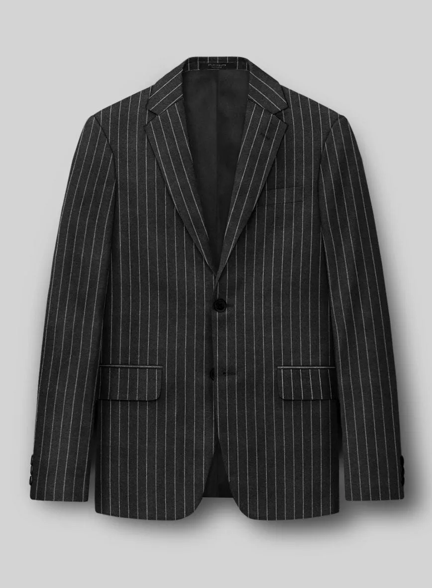 Hardy Minnis Charcoal Rope Stripe Wool Suit