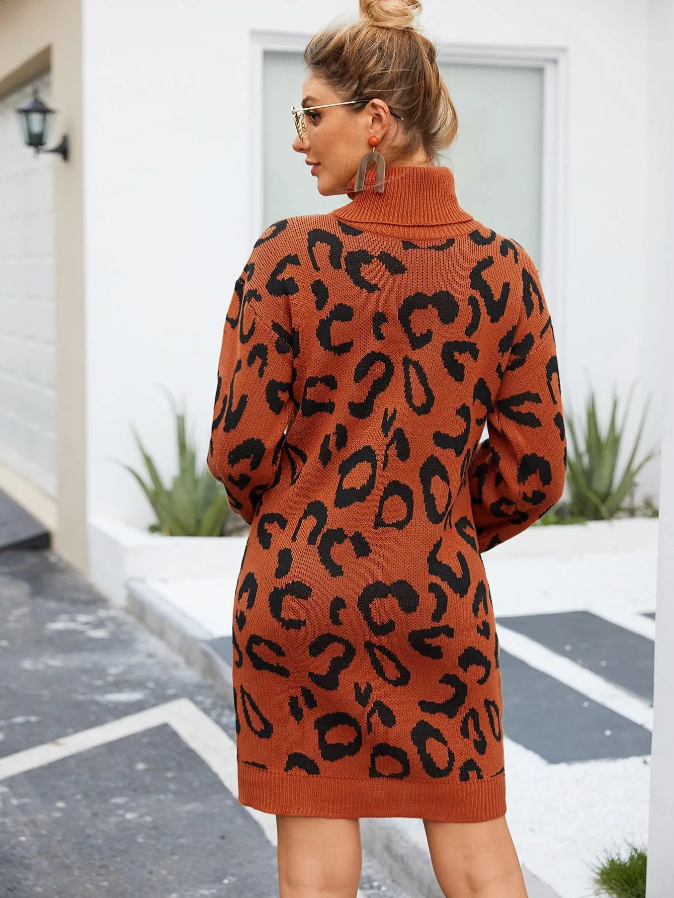 High Neck Allover Print Jumper Dress
