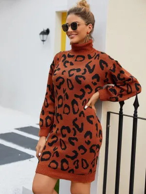 High Neck Allover Print Jumper Dress