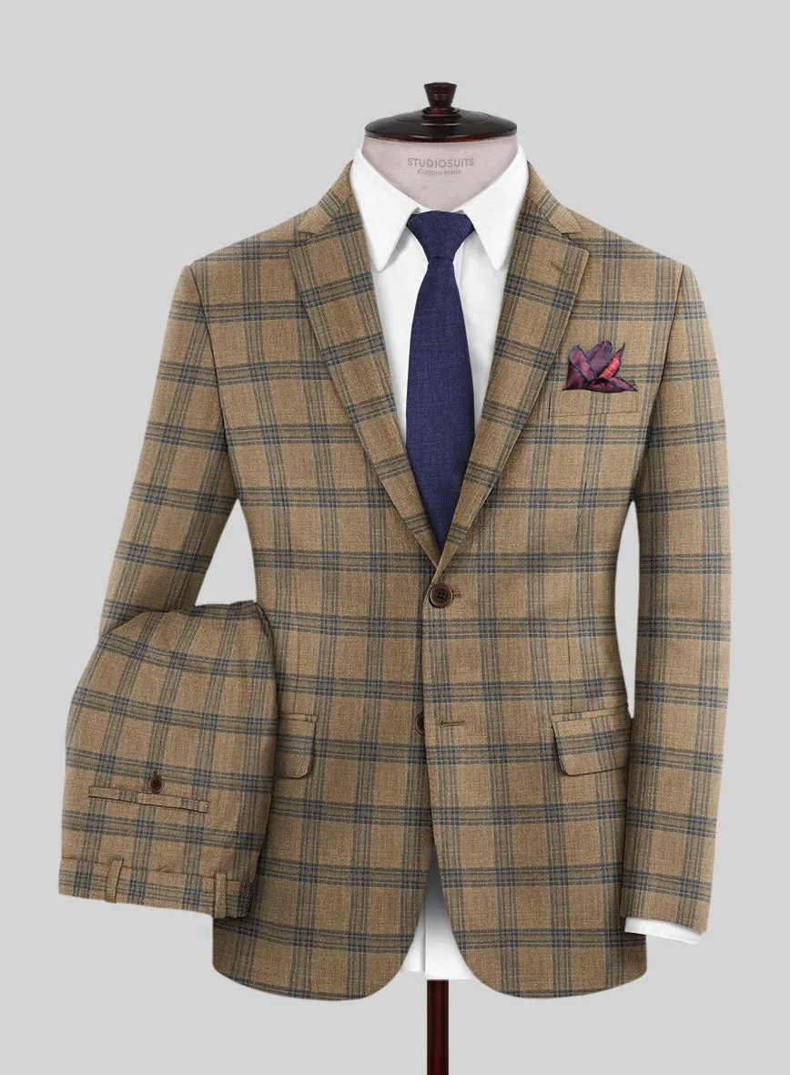 Italian Murano Vaier Brown Wool Linen Silk Suit