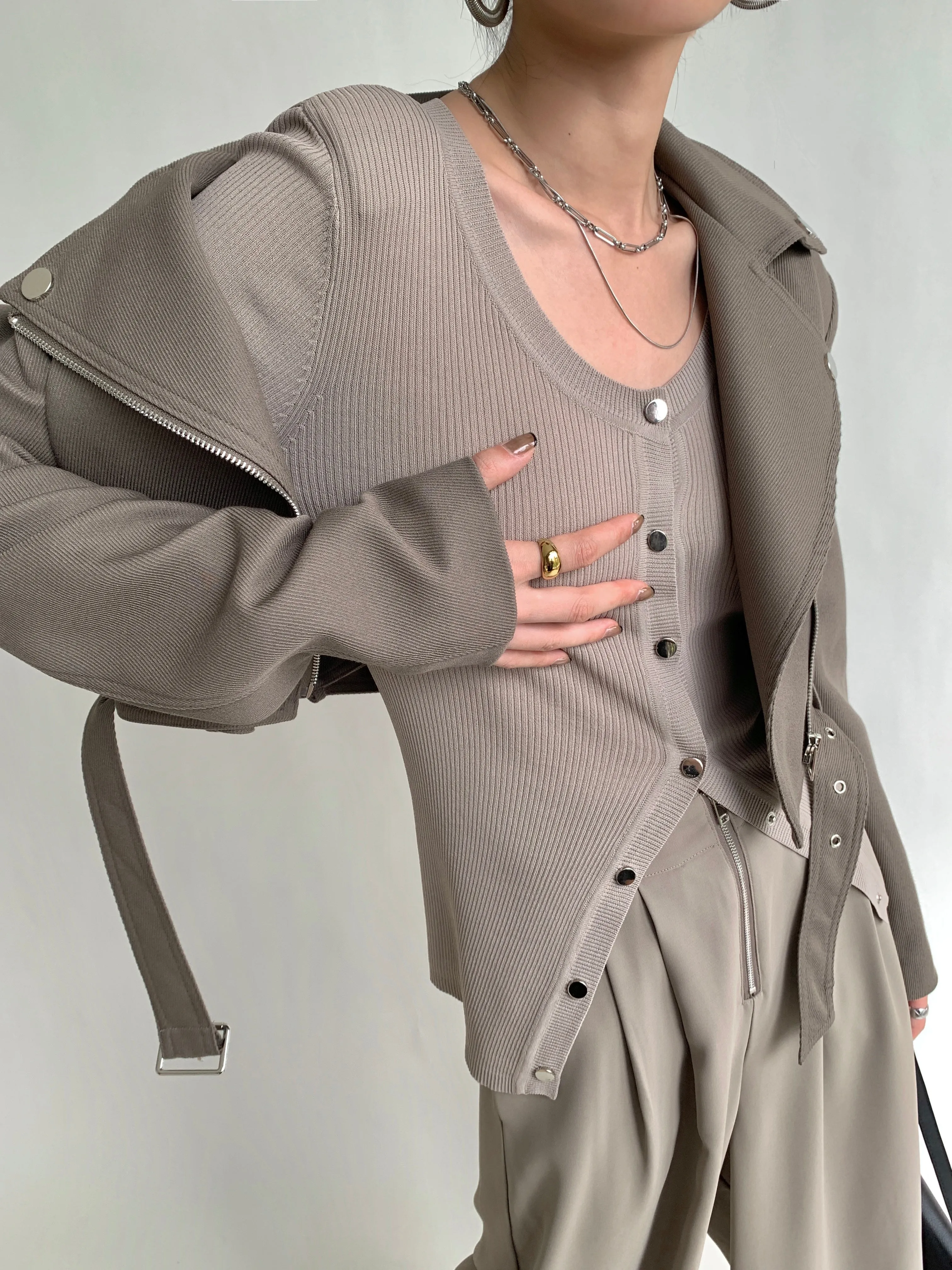 Knitted Classic Cardigan - Taupe
