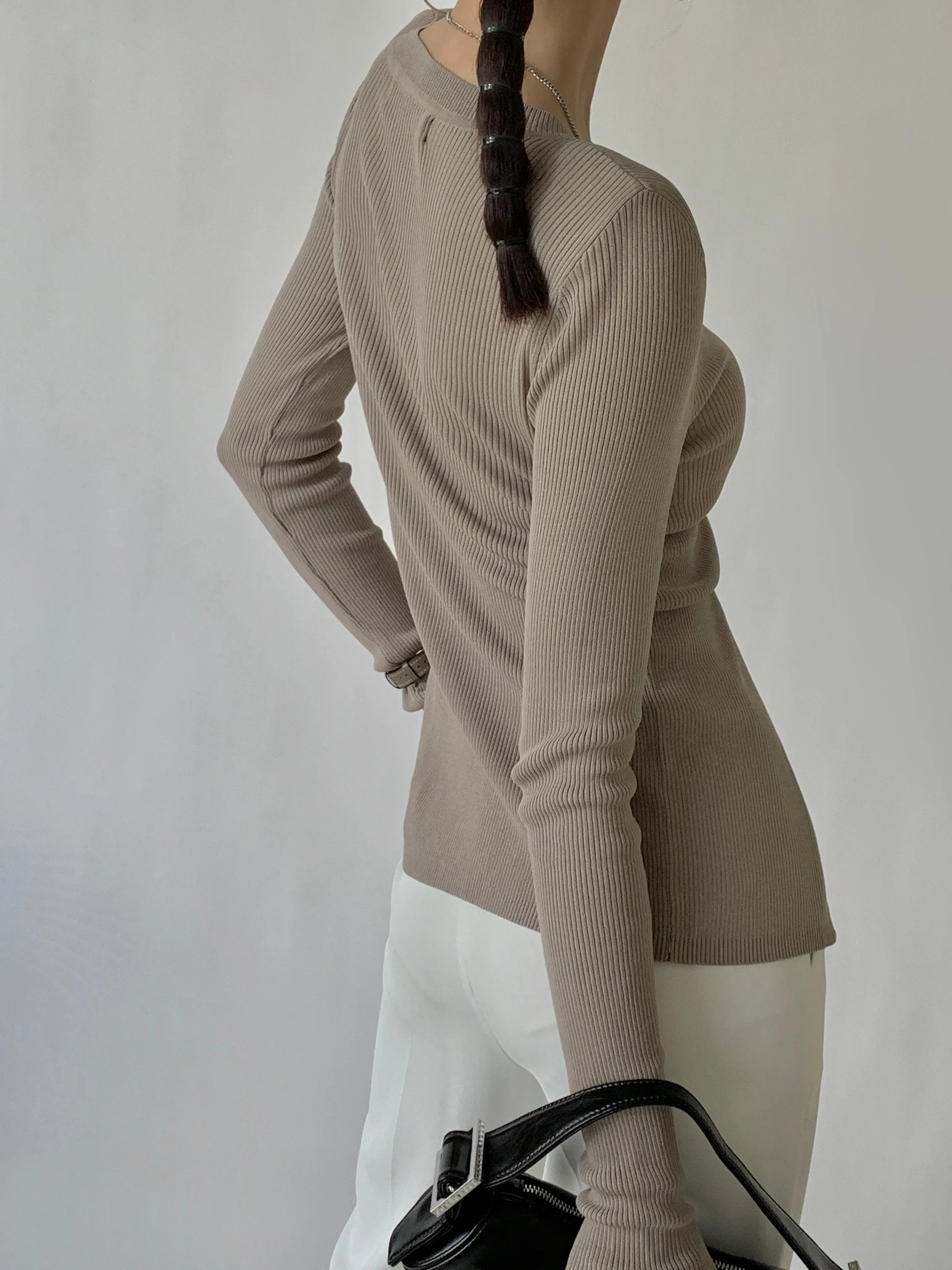 Knitted Classic Cardigan - Taupe