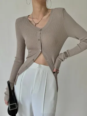 Knitted Classic Cardigan - Taupe