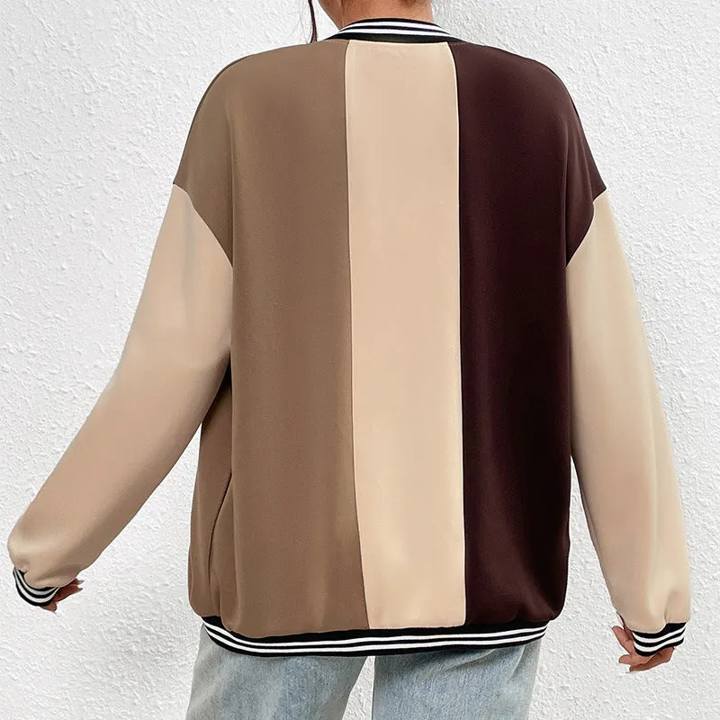 Long Sleeve Letter Fashion Baseball Jacket with Front Button Wholesale Clothing Vendors