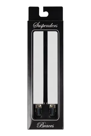 Men's White Clip-on Suspenders