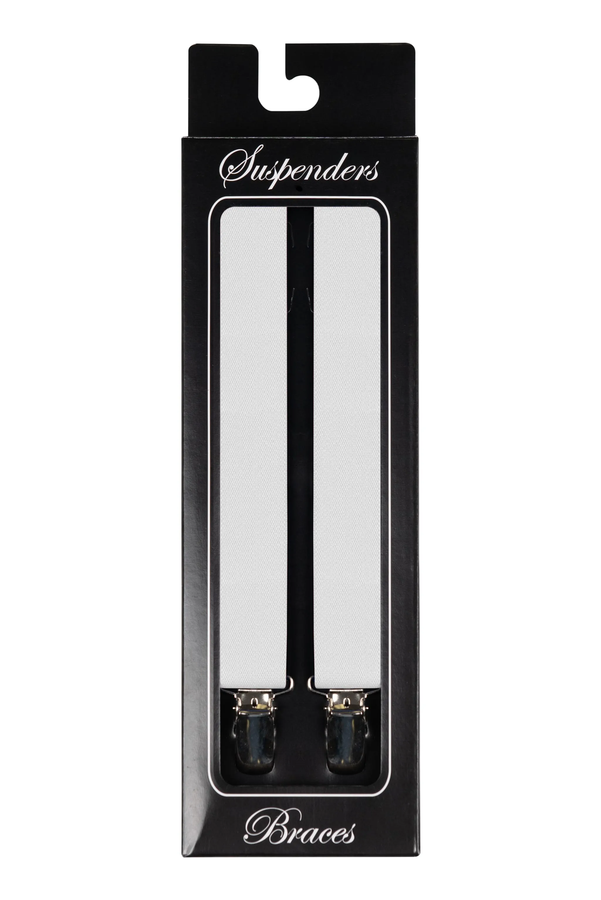 Men's White Clip-on Suspenders