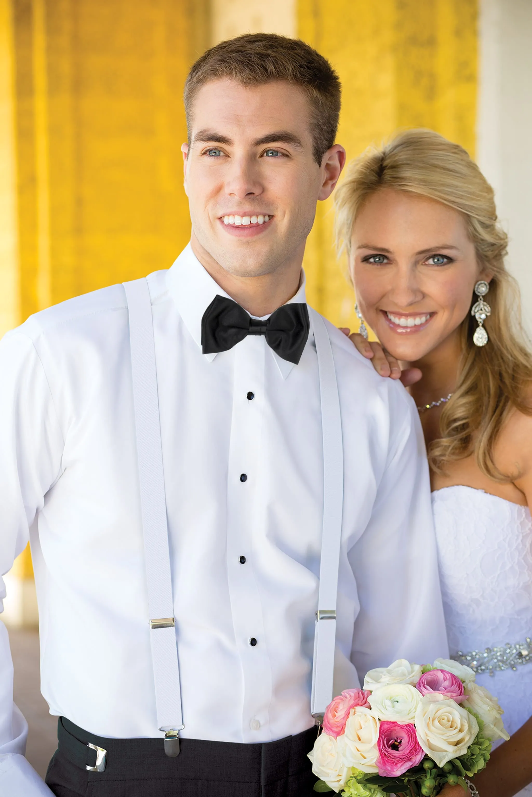 Men's White Clip-on Suspenders