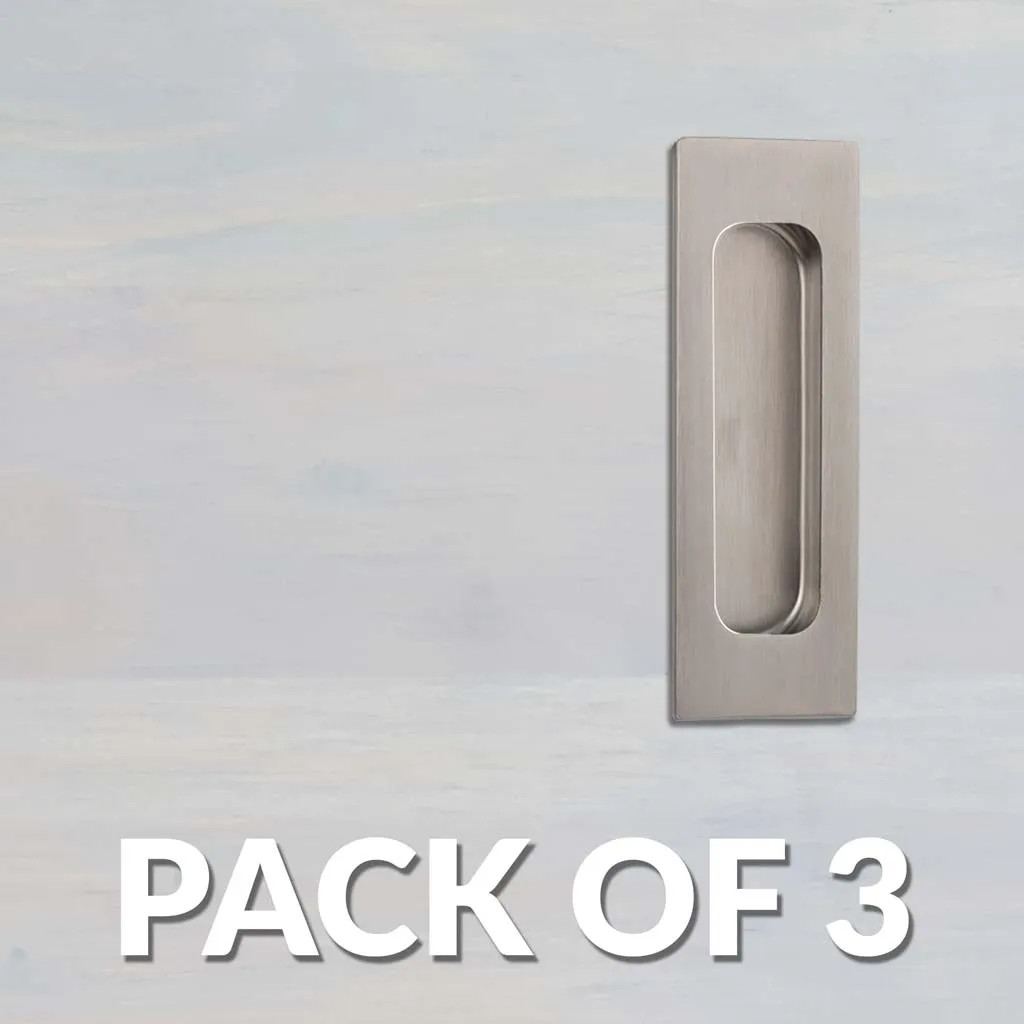Pack of Three Chester 120mm Sliding Door Oblong Flush Pulls - Satin Stainless Steel