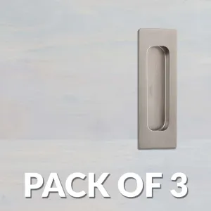 Pack of Three Chester 120mm Sliding Door Oblong Flush Pulls - Satin Stainless Steel
