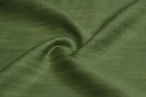 Precut of 1.5 Meters of Leaf Green Plain Textured Tussar Cotton Slub Fabric