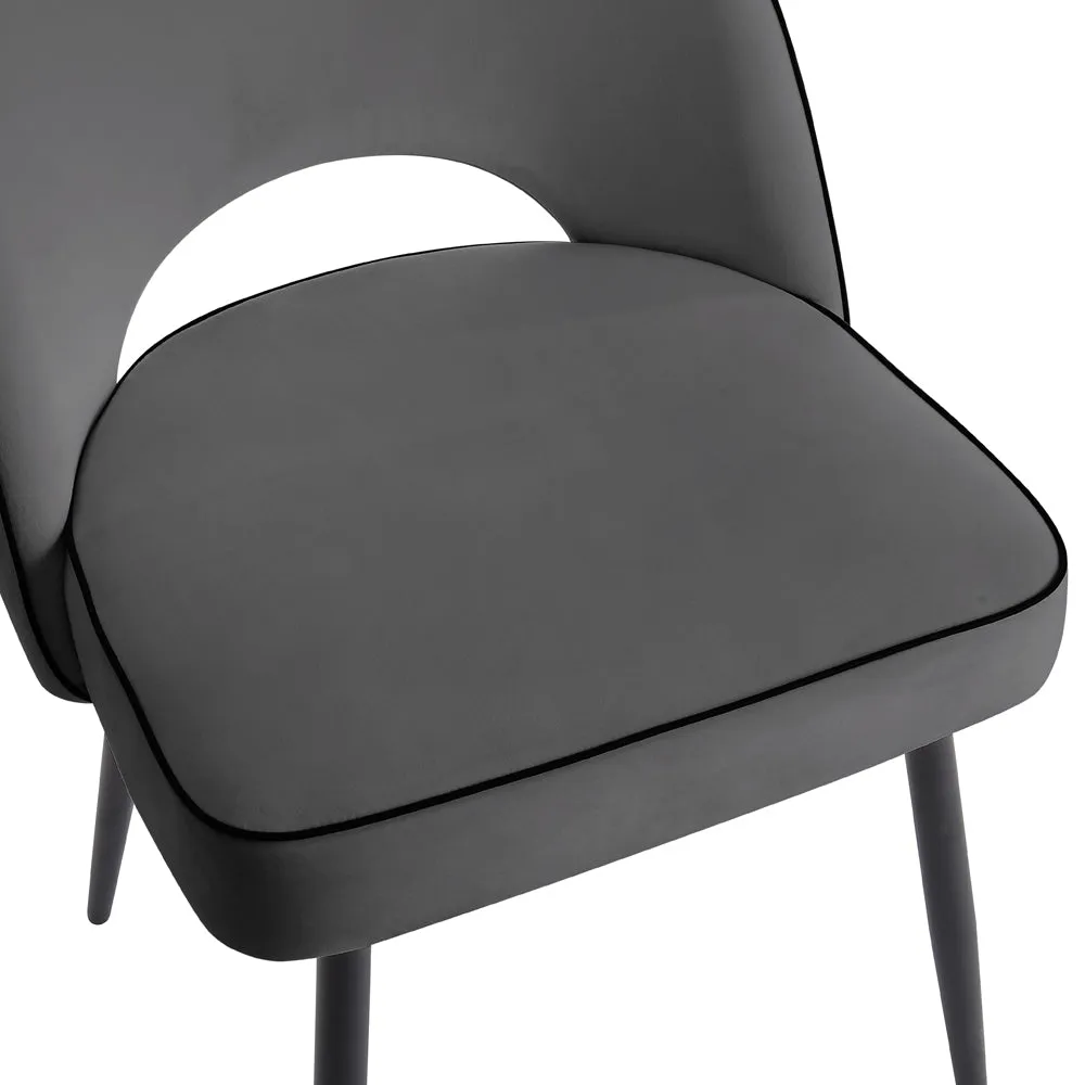 Rocco Concrete Effect Dining Table & 4 Tiago Chairs, Grey Velvet