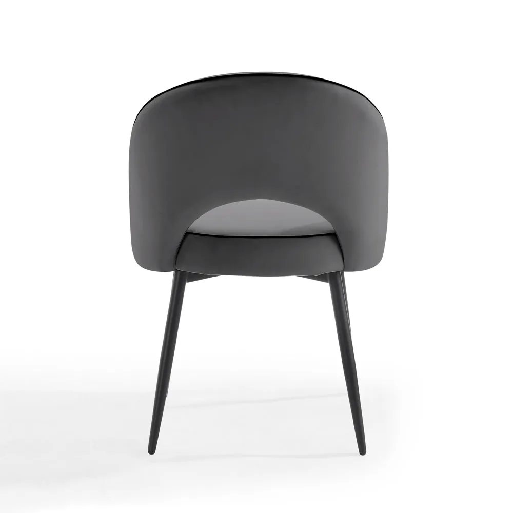 Rocco Concrete Effect Dining Table & 4 Tiago Chairs, Grey Velvet