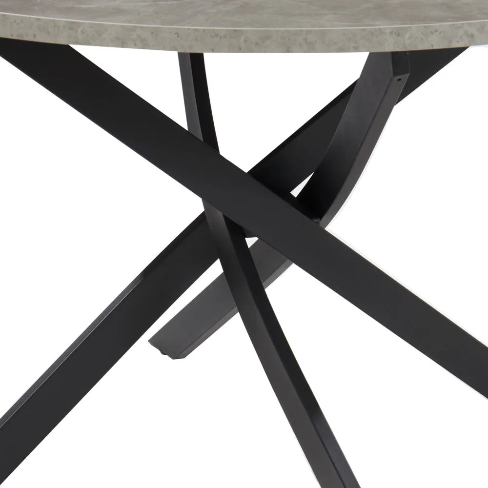 Rocco Concrete Effect Dining Table & 4 Tiago Chairs, Grey Velvet