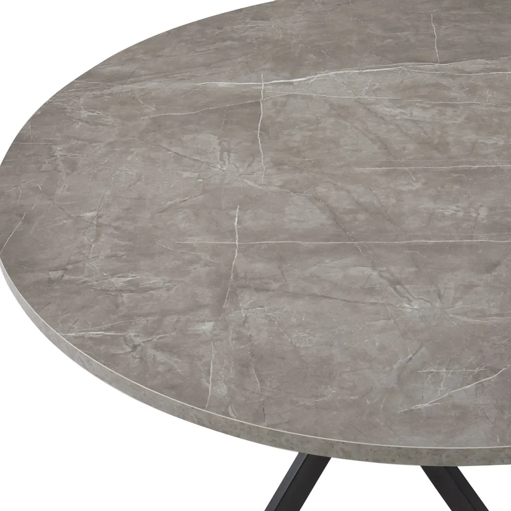 Rocco Concrete Effect Dining Table & 4 Tiago Chairs, Grey Velvet