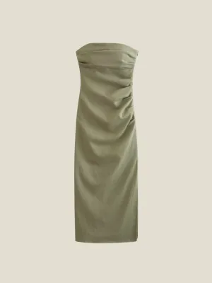 Samantha Strapless Ruched Midi Dress
