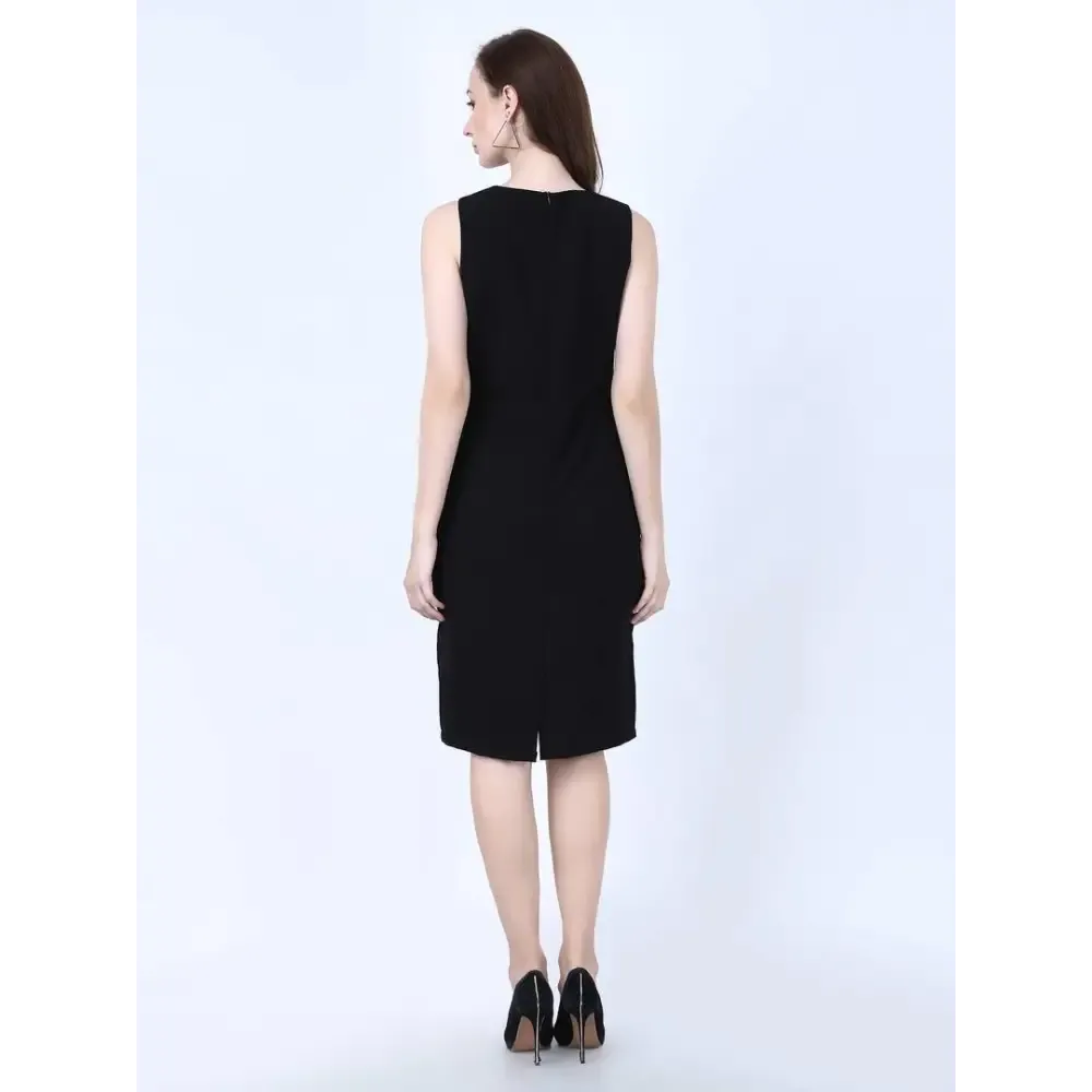 Stunning Black Viscose Solid Square Neck Bodycon Dress For Women