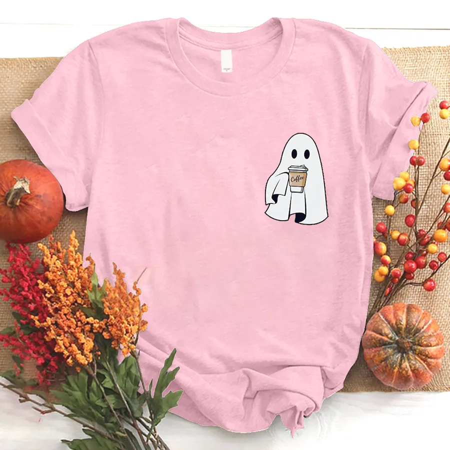 Сute Little Ghost Coffee T - Shirt, Cute Boo Ghost T - Shirt, ghost coffee T - Shirt