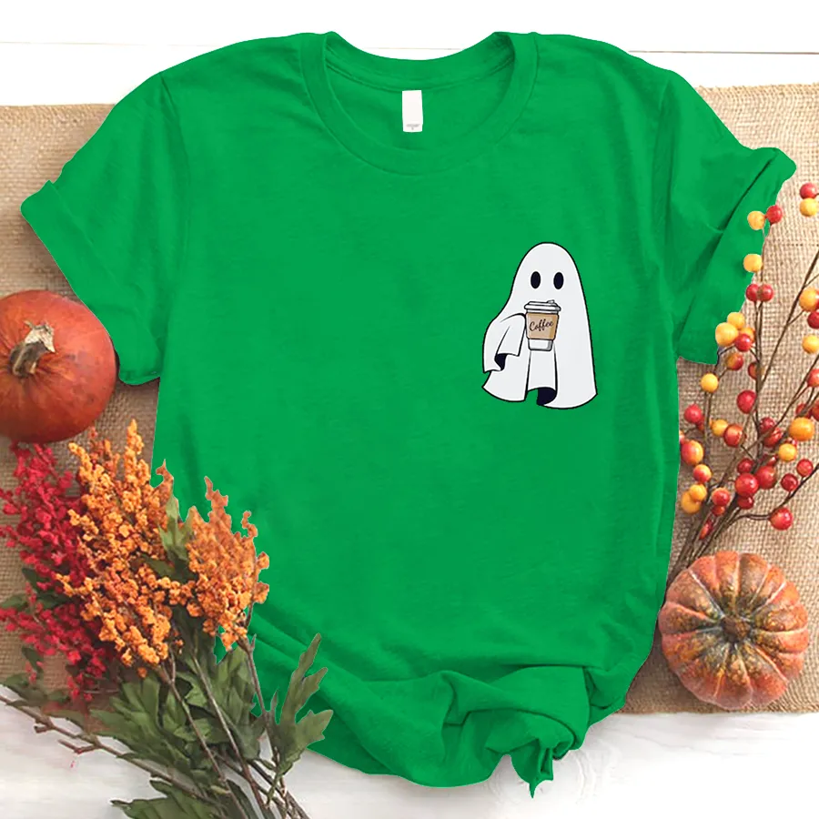 Сute Little Ghost Coffee T - Shirt, Cute Boo Ghost T - Shirt, ghost coffee T - Shirt