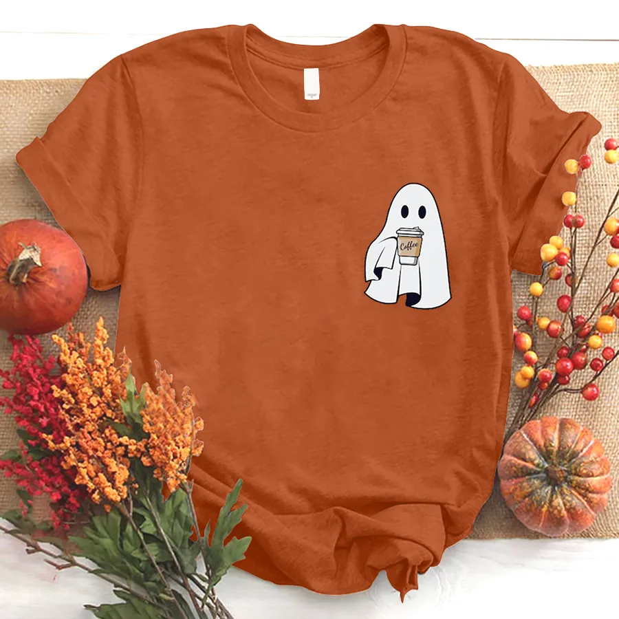 Сute Little Ghost Coffee T - Shirt, Cute Boo Ghost T - Shirt, ghost coffee T - Shirt