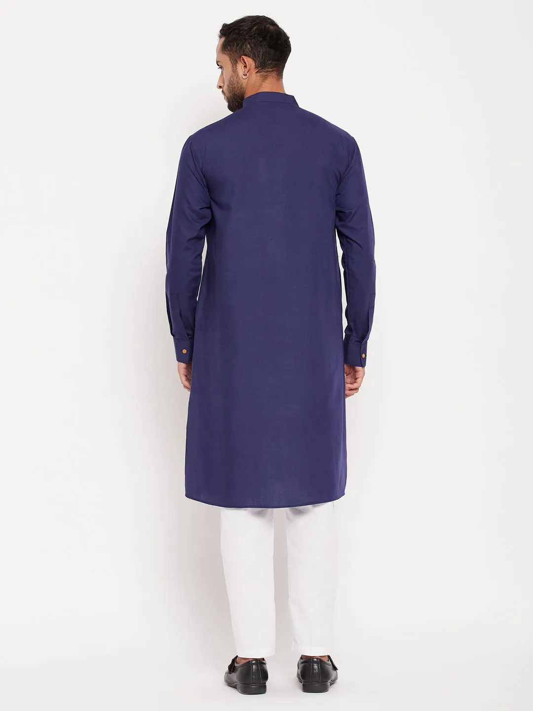 VASTRAMAY Men's Blue Cotton Kurta Set