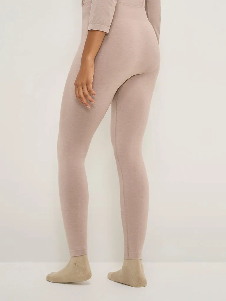 Wunderlove Beige Thermal Wear High-Rise Leggings